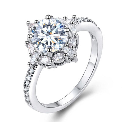 

Round Inlay Diamond Ring European Fashion Classic Jewelry for Party Wedding Accessories of Women&Girls