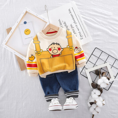 

Autumn Toddler Baby Girls Boys Long Sleeve Cartoon Print Sweatshirt TopsPants Trouser Casual Costume Set