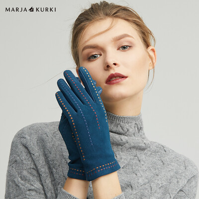 

Maria Gucci MARJA KURKI sheepskin gloves goatskin stitching warm windproof solid color leather gloves female gift box shuttle 5CC41M336 dark blue