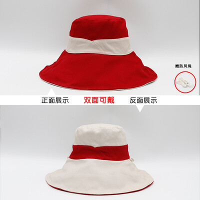 

Double-sided sunshade fishermans hat Korean version of summer sun hat outdoor UV protection big eaves sunscreen hat