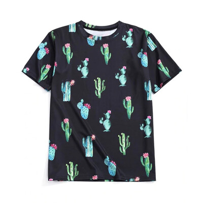 

Toponeto Men Summer Fashion Casual Printing Short-Sleeve Cactust T-Shirt Top Blouse