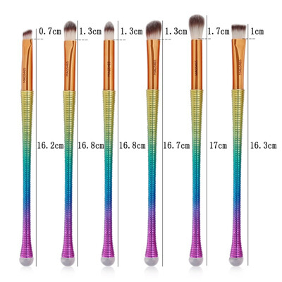 

Double-headed color eye makeup brush plastic handle nylon hair makeup brush aluminum alloy tube multi-color makeup brush W1