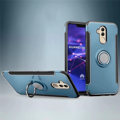 

Back Cover For Huawei Mate 20 Lite Case Car Holder Stand Hard PC Silicon Ring Suction Bracket Celulars Fecoprior