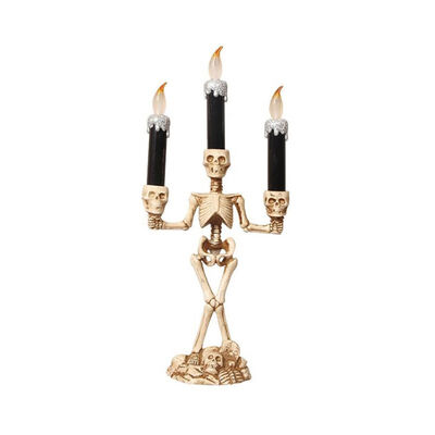 

Flameless Candle Holder Stand LED Candelabra Battery Powered Skeleton Halloween Ornament Halloween Party House Decoration Props