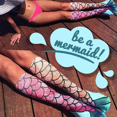 

Women Mermaid Socks Funny Socks Knee High Socks Beach Sock Cosplay Stockings Pantyhose