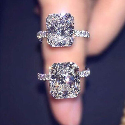 

Wedding Rings For Women Square Simulated Zircon Jewelry Square Princess Carat Rhinestone Engagement Ring Accessories