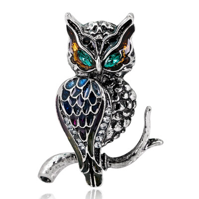 

Vintage Metal Crystal Bird Owl Brooch For Women Brooch Collar Pins Corsage Rhinestone Animal Brooch Badges Jewelry Accessories