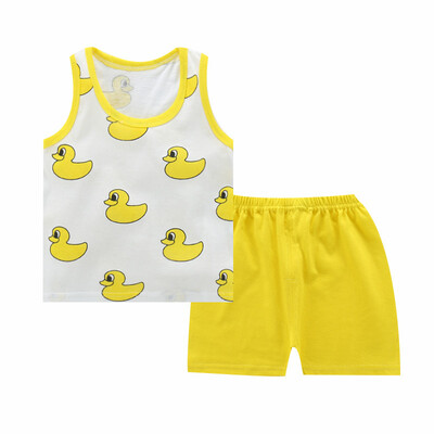 

Summer Baby Boys Girls Clothes Set Sleeveless Cartoon Print Tops Vest Shorts Toddler Casual Outfits Sets