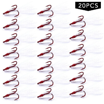 

20pcs Fish Hook 46810 Fishing Feather Barbed Treble Hooks Fishing Tackle