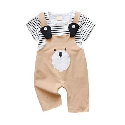 

Summer Baby Girls Clothes Set Cute Striped T-shirt Suspender Pants Kids 2PCS Outfit Set