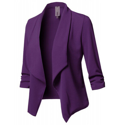 

Fashion Blazer Solid Color Slim Cardigan Suit Commuting Pleated Long Sleeve Blazer