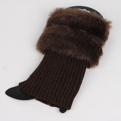 

New Women Winter Fashion Knitted Socks Leg Warmer Socks Plush Patchwork Warm Boot Cover Cuffs Gaiters Short Sock