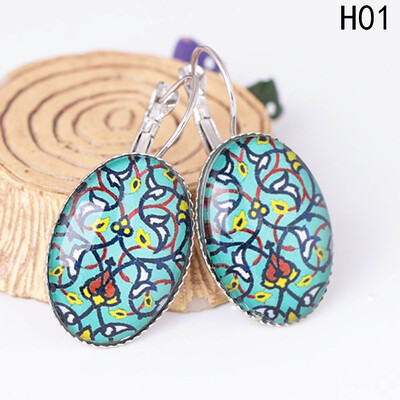 

Fashion Retro Folk-custom Time Gems Earring Oval Gemstone Bohemian Earring