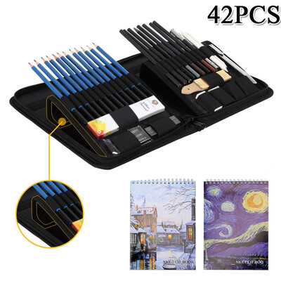 

42Pcs Graphite Charcoal Artist Sketch Tool Kit Professional Sketching Art Graphite Pencil Kit Drawing Set