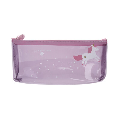 

1 Pc Lovely Clear Transparent Jelly Unicorn PencilPen Case Bag Cosmetic Makeup Pouch Bag