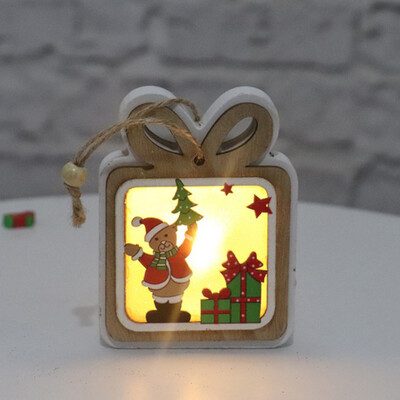 

Gobestart Christmas Decorations Wooden Glowing Scene Decoration Pendant Christmas Gifts