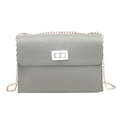 

Fashion Solid Color Twist Lock Chain Faux Leather Women Crossbody Shoulder Bag