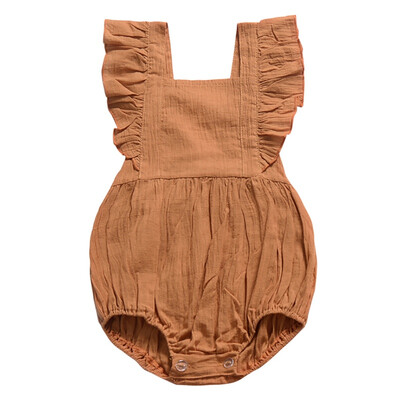 

Summer Newborn Baby Girls Solid Print Jumpsuit Sleeveless Infant Casual Bodysuit Outfits Cotton Blend Baby Clothing