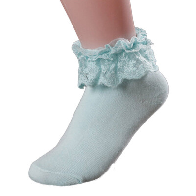 

New Women Lady Ankle Fancy Retro Lace Solid Color Ruffle Frilly Short Socks