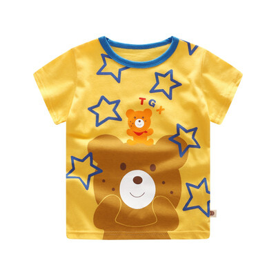 

2018 Summer Toddler Kids Candy Color Tees Cartoon Cotton Baby Boys Girls T-shirts Short Sleeve Casual Clothing 0-5T