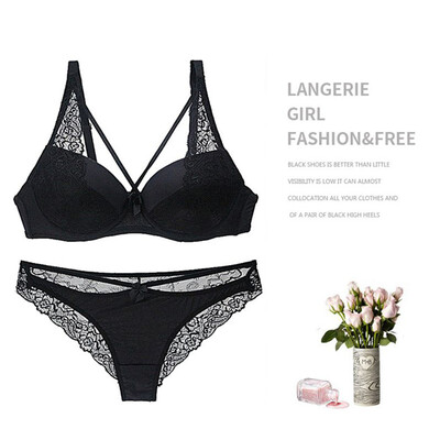 

Push Up Bra Set Sexy Lace Bow Underwear Set Fashion Solid Color Push Up Bra Womens Airy Briefs Set