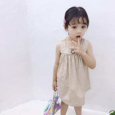 

Summer Baby Girls Dress Sleeveless Solid Pattern Casual Cotton Dress Kids Toddler Princess Sundress for Girls