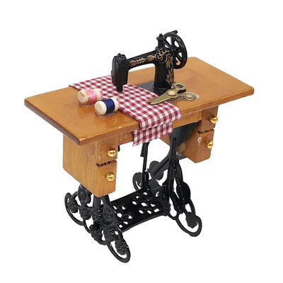 

YIWULA Mini Sewing Machine with Thread For Wooden 112 Dollhouse Miniature Furniture