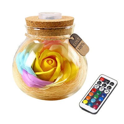 

Romantic Light Valentines Day Gift Led Bulb Rgb Dimmer Lamp Rose Flower Bottle With Remote Control For Mom Girl Birthday Gift