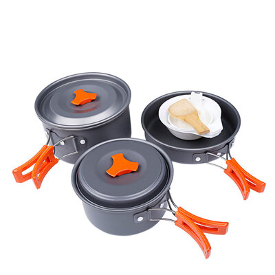 

Durable Camping Cookware Outdoor Mess Kit Backpacking Portable Pot Bowls Set for Wild Activity