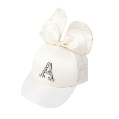 

New Girls Children Sequins Letter Print Caps Hats Child Adjustable Sun Protection Casual Bowknot Design Visors