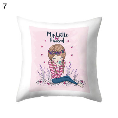 

Lovely Cartoon Girl Pillow Case Cushion Cover Sofa Bed Car Cafe Office Decor