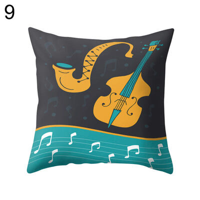 

Jazz Music Drum Cello Tuba Pillow Case Cushion Cover Bed Car Cafe Office Decor