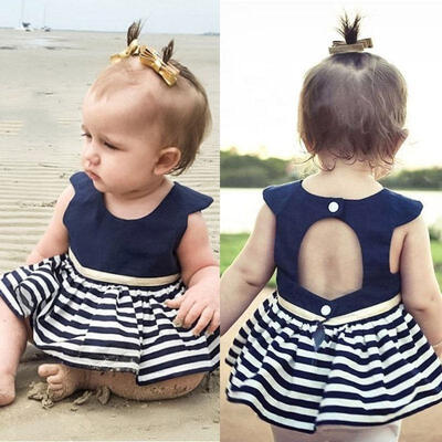 

Baby Girl Striped Princess Dress Kids Baby Party Wedding Pageant Dresses Clothes