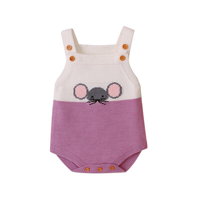 

Knit Rompers Children Winter Baby Girls Sleevless Rompers Cute Mouse Outfit Clothes Toddler Newborn One-pieces Jumpsuit