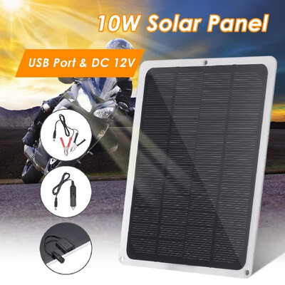 

DC12V 10W Solar Panel with USB Port Car Chargers Charge for 12V-Battery Portable Completed Accessories for Outdoor Camping Hiking