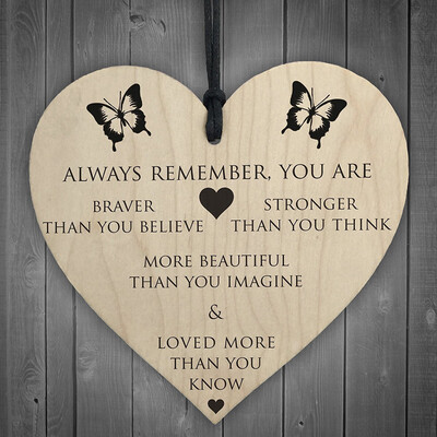 

Gobestart You Are Braver Stronger Smarter & Beautiful Wooden Hanging Heart Friends