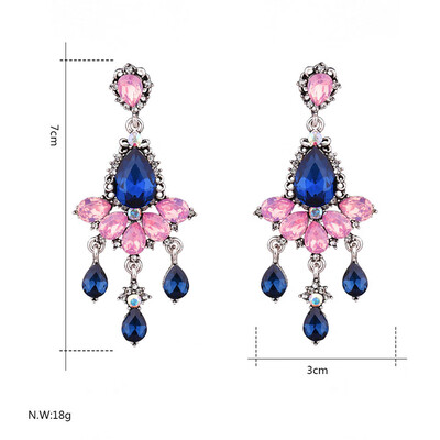 

Colorful Flower Female Earrings Design Luxury Pendant Statement Earrings