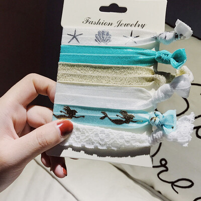 

Cute Temperament Retro Style Female Knotted Hair Rope Five-piece Fashion Beautiful Womens Hair Rope
