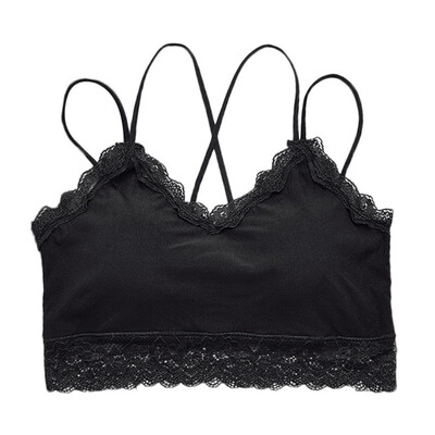

EFINNY Women Lace Tube Tops V-Neck Bra Top Sexy Removable Padded Wrapped Chest Underwear