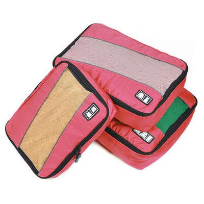 

Gobestart 3 Pcs Nylon Unisex Packing Cubes Clothes Luggage Travel Bag Organizers
