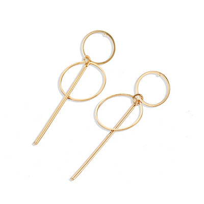

Retro Personality Long Tassel Pendant Size Circle Earrings Simple Plating Earrings