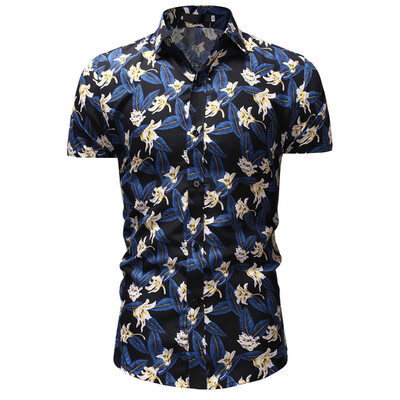 

Tailored Mens Printed Casual Button Down Short Sleeve Hawaiian Shirt Top Blouse