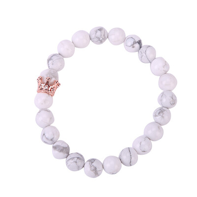 

Micro Inlay Zircon Crown Volcanic Stone Beads Bracelet Unisex Pair Bracelet Gift