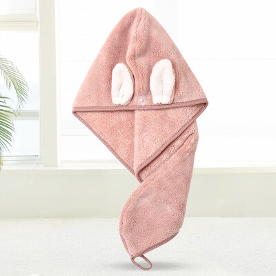 

Herb garden dry hair cap super soft absorbent dry hair cap dry hair towel shower cap bag head towel head towel thickening coral fleece dry hair cap rabbit ears coral powder