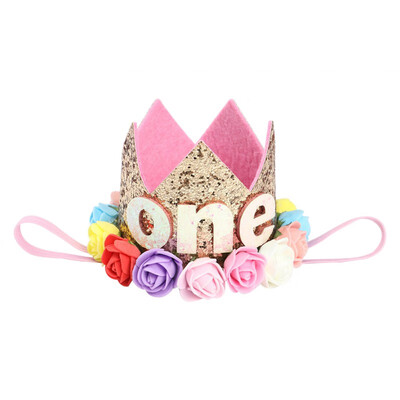 

Baby hat Princess Baby Girl Birthday Party Hat Flower Crown Party Headband Gold Hairband Hair Accessories For Photography Props