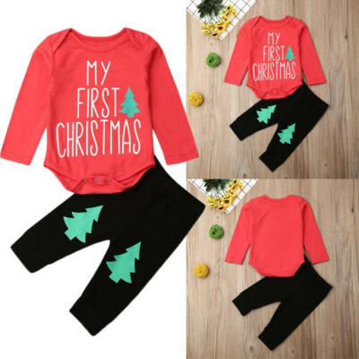 

US 2PCS Fashion Newborn Baby Boys Clothes Romper TopsPants Xmas Outfits Clothes