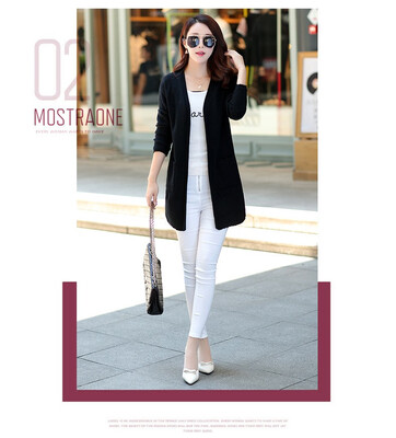 

Autumn 2018 new womens sweater cardigan Korean version of long-sleeved v-neck sweater womens solid color long length coat