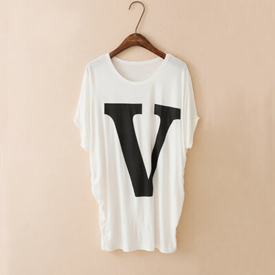

High Quality 10 Kinds Of 2 Color Modal Casual Letters Animal Print Round Neck Bat Shirt Female T-shirt Blouse 3
