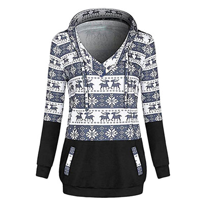 

Gobestart Womens Christmas Printed Hoodies Sweatshirt Xmas Ladies Tops Jumper Pullover