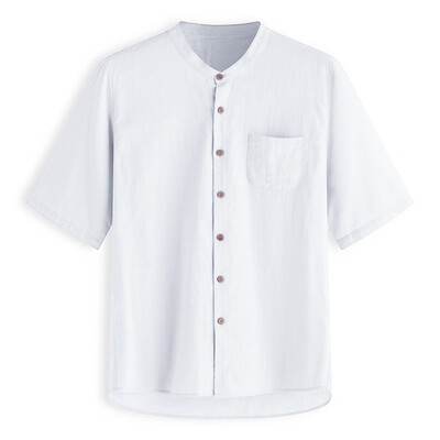 

Toponeto Mens Baggy Solid Cotton Linen Short Sleeve Button Pocket T Shirts Tops Blouse